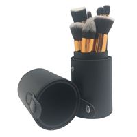 Makeup Børster 10 dele i læder-etui - Sort